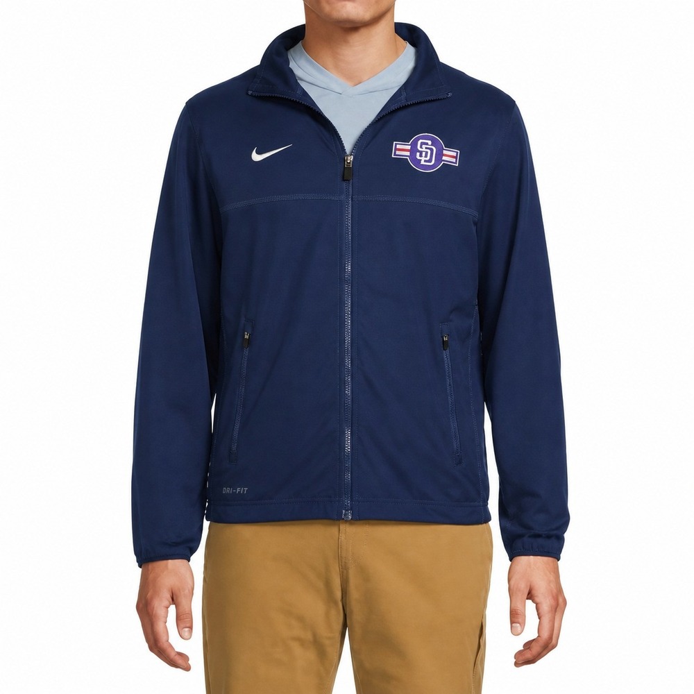 San Diego Padres Dri-FIT Full Zip Track Jacket Navy Blue Mens XL